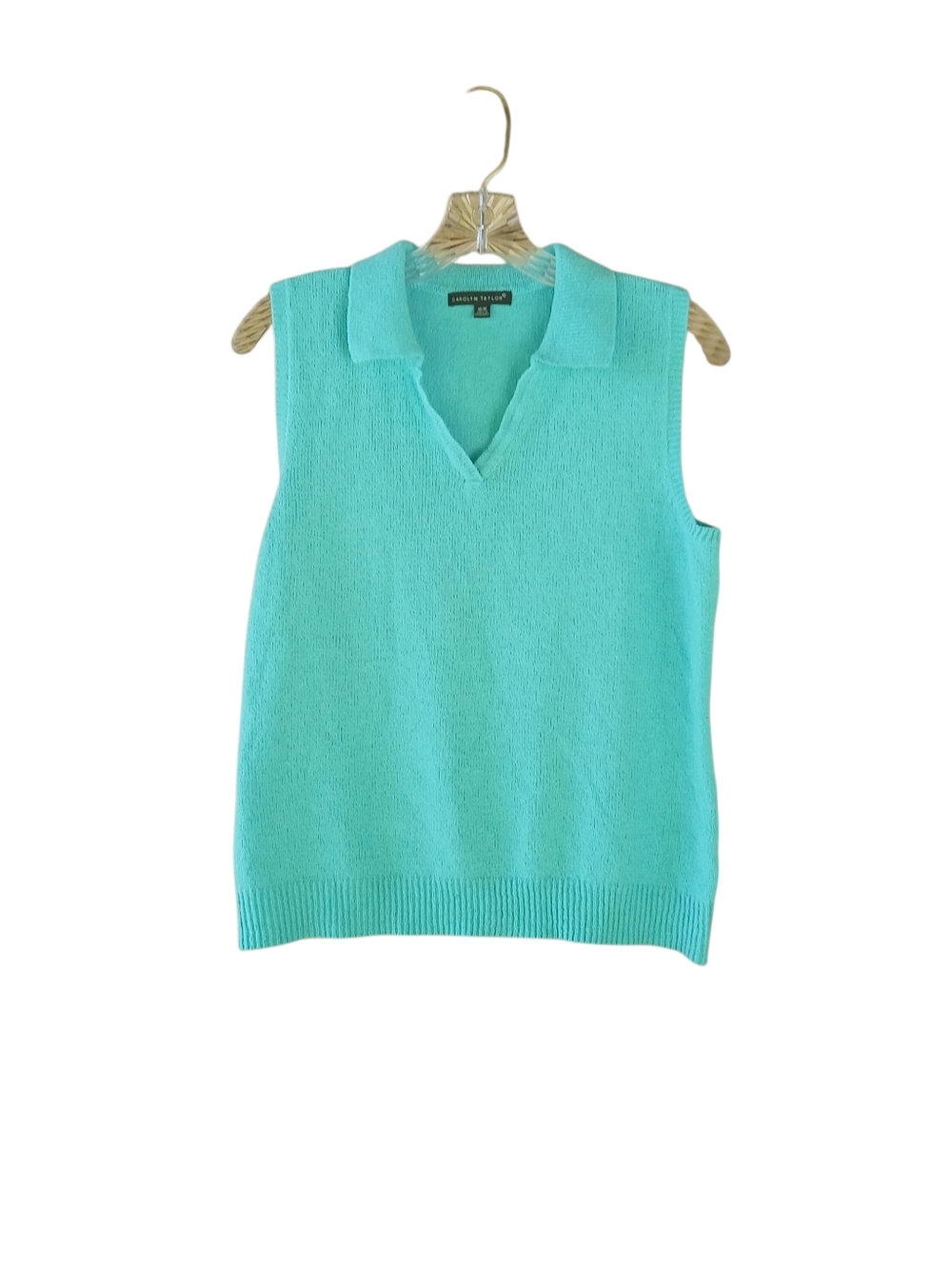 3/$12 Carolyn Taylor Blue Polo Neck Sweater Tank Top Medium